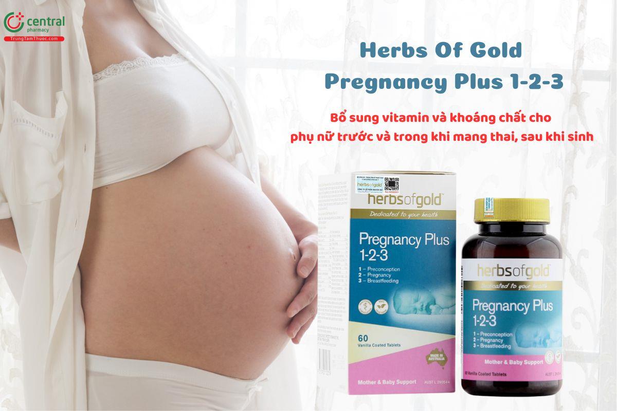 Herbs Of Gold Pregnancy Plus 1-2-3 cung cấp vitamin và khoáng chất cho bà bầu