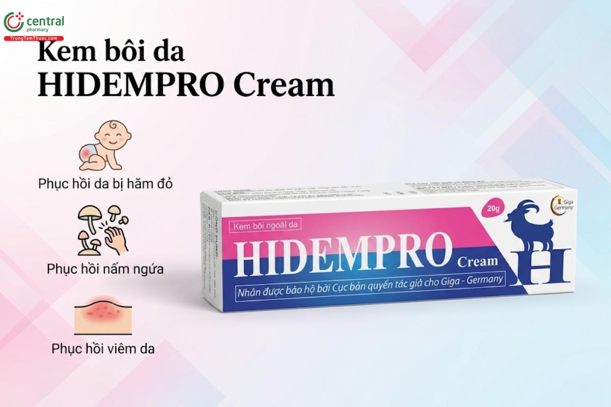 Kem bôi da HidemPro Cream phục hồi da bị hăm đỏ, nấm ngứa, viêm da