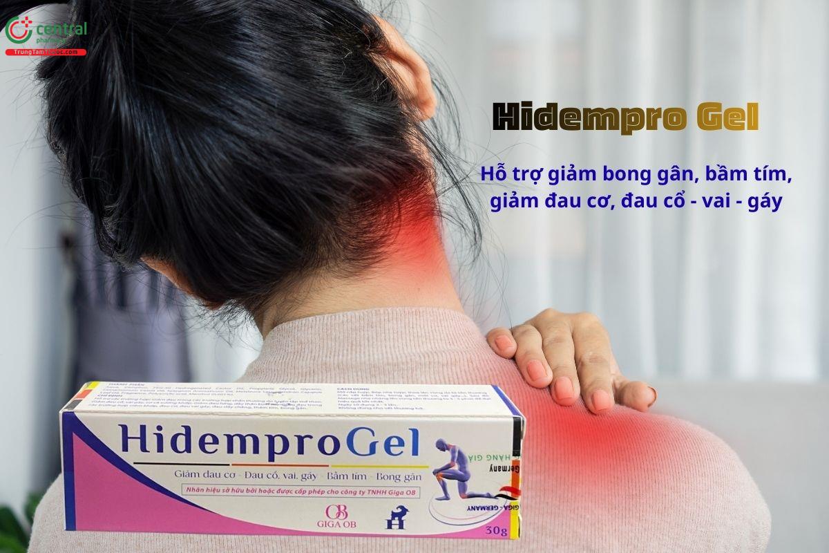 Hidempro Gel giảm đau cơ, cổ - vai - gáy, bong gân, bầm tím