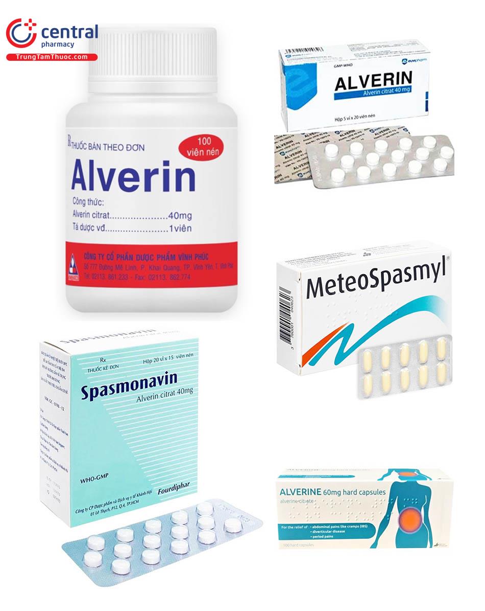 Hình 6: Các thuốc chứa hoạt chất Alverine