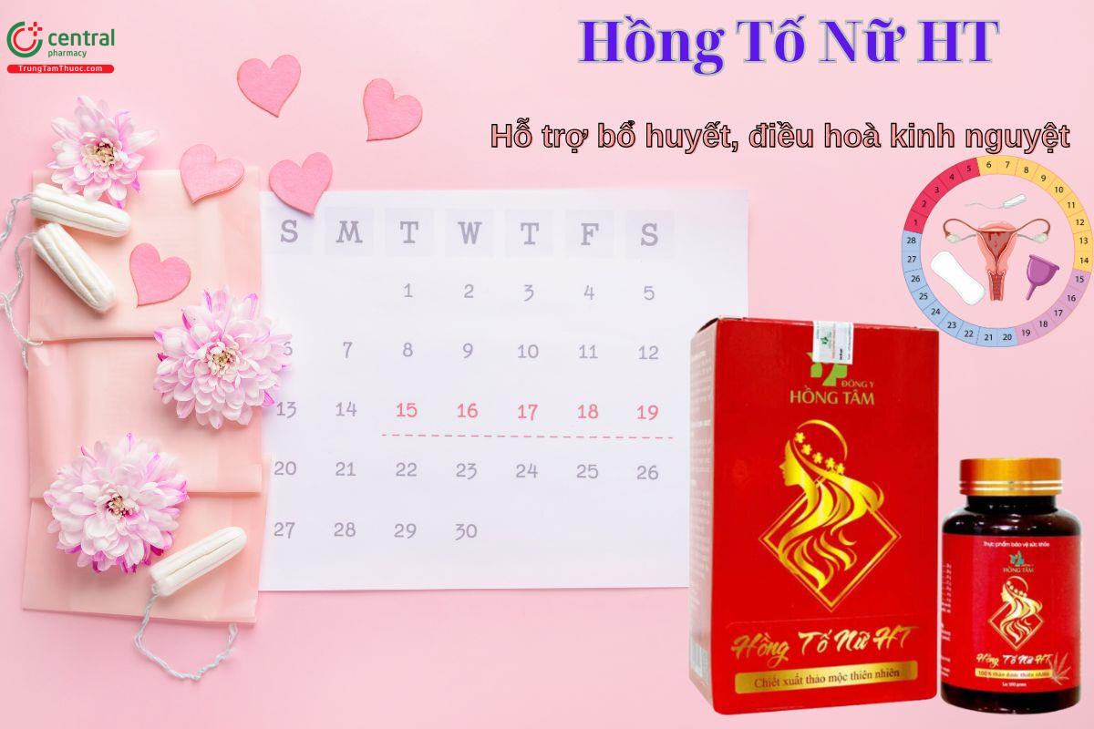 Viên uống Hồng Tố Nữ HT hỗ trợ điều hoà kinh nguyệt, giảm đau bụng kinh