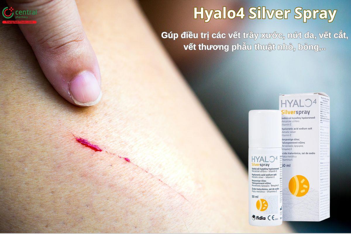 Hyalo4 Silver Spray giúp hỗ trợ làm lành do bị trầy xước, bỏng cục bộ ở mức độ 1 và 2