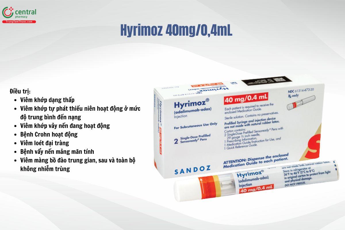 Thuốc tiêm Hyrimoz 40mg/0.4mL - Điều trị các bệnh viêm mạn tính
