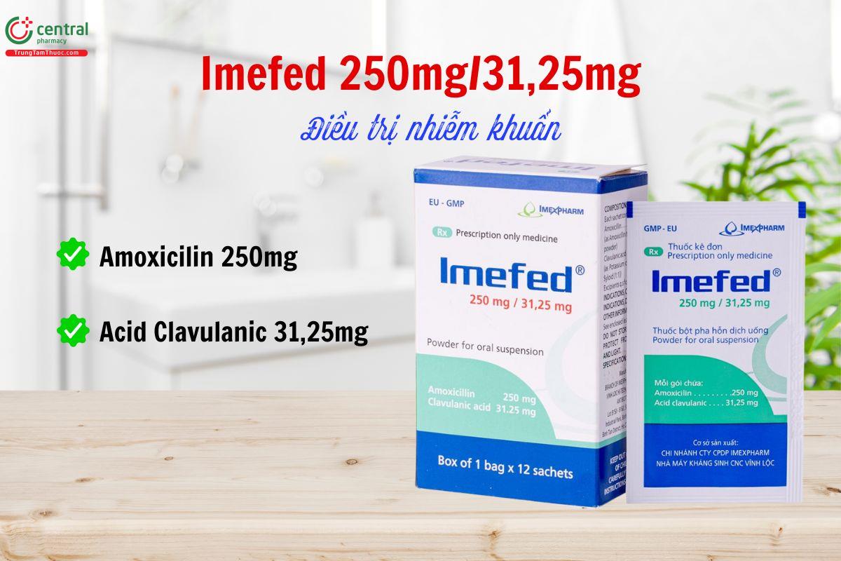 Thuốc Imefed 250mg/31,25mg điều trị nhiễm khuẩn hô hấp, tiết niệu, ổ bụng