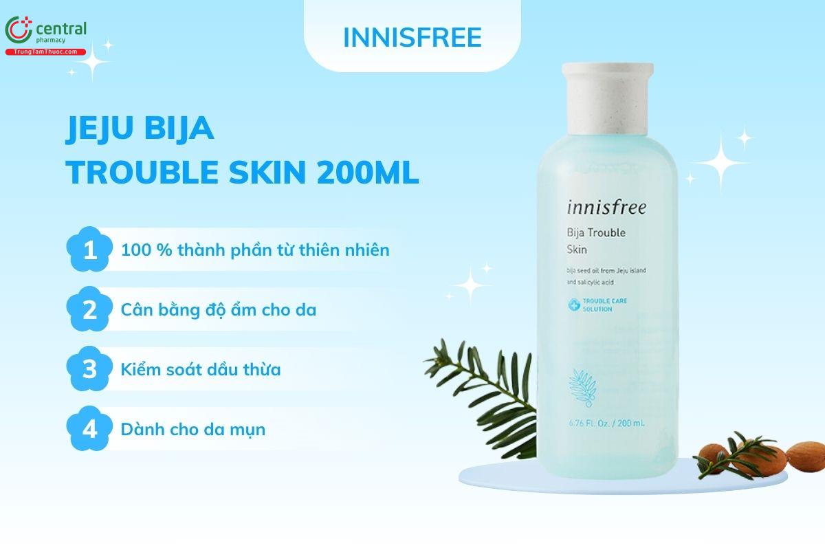 Innisfree JeJu BiJa Trouble Skin 200ml nước hoa hồng cho da mụn 