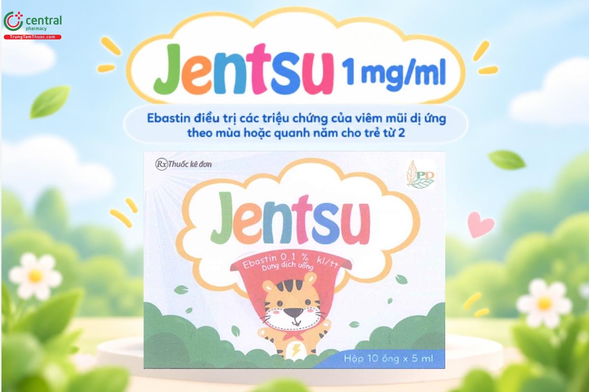 Thuốc Jentsu 1 mg/ml điều trị các triệu chứng của viêm mũi dị ứng theo mùa hoặc quanh năm cho trẻ từ 2 tuổi