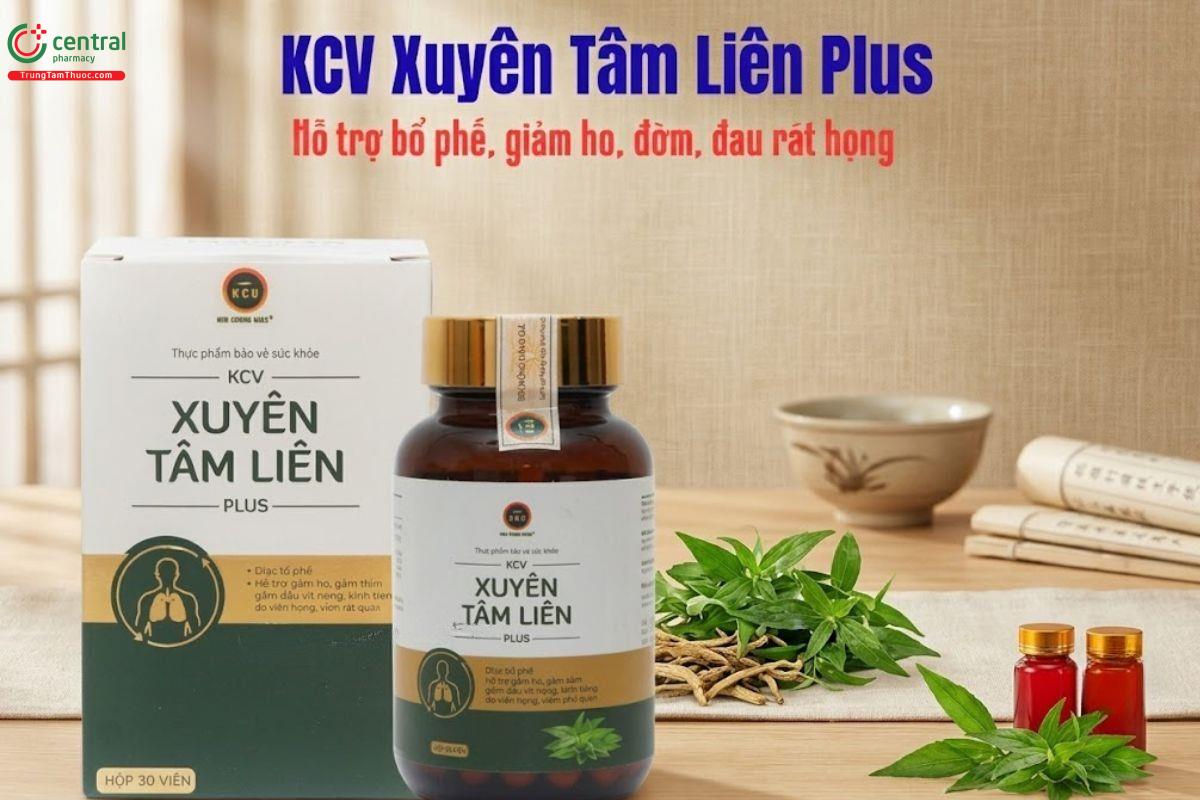 KCV Xuyên Tâm Liên Plus giúp bổ phế, giúp giảm ho, đau rát họng