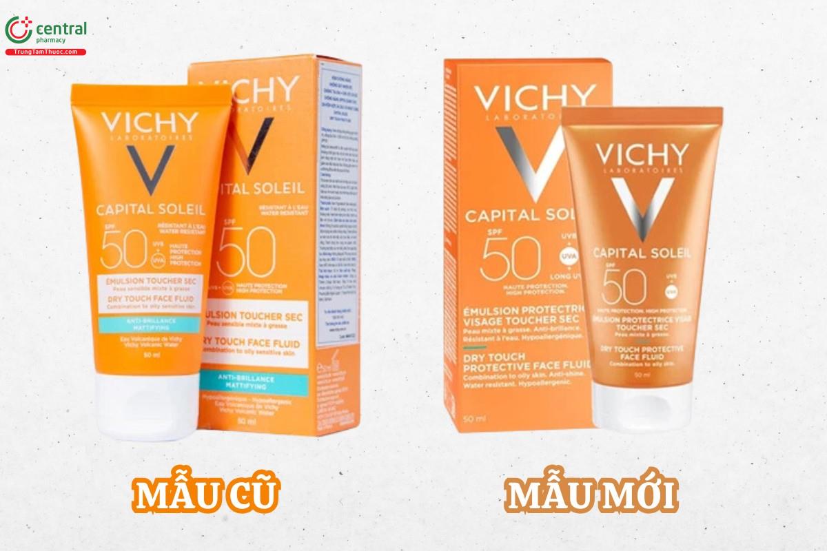 Thông báo thay đổi bao bì Kem Chống Nắng Vichy Capital Soleil Dry Touch Protective Face Fluid SPF50 50ml