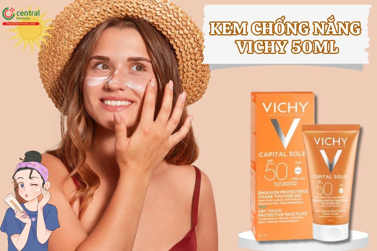 Kem Chống Nắng Vichy Capital Soleil Dry Touch Protective Face Fluid SPF50 50ml bảo vệ da