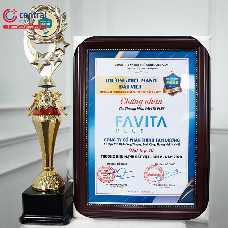 Kem Favita Plus đạt được chứng nhận Thương hiệu mạnh đất Việt năm 2020
