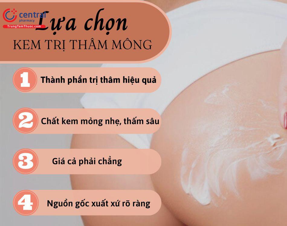 Tiêu chí lựa chọn kem trị thâm mông