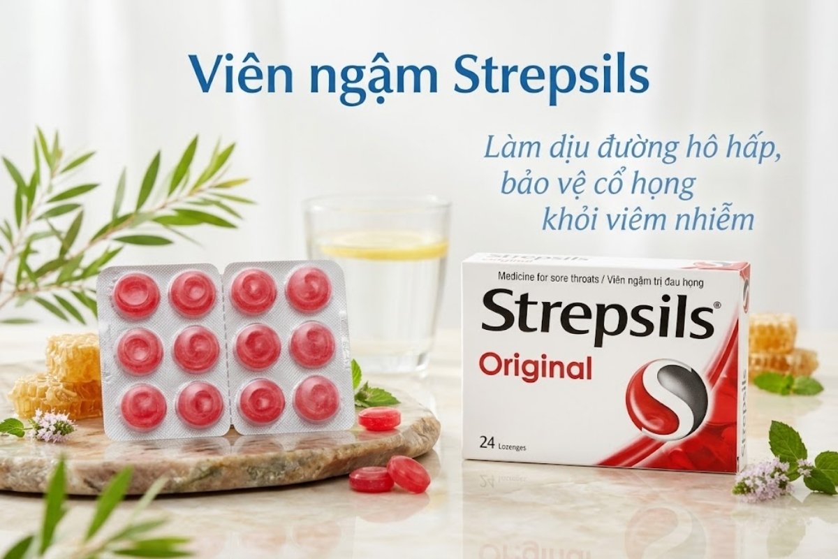Kẹo ngậm Strepsils giúp họng thanh mát