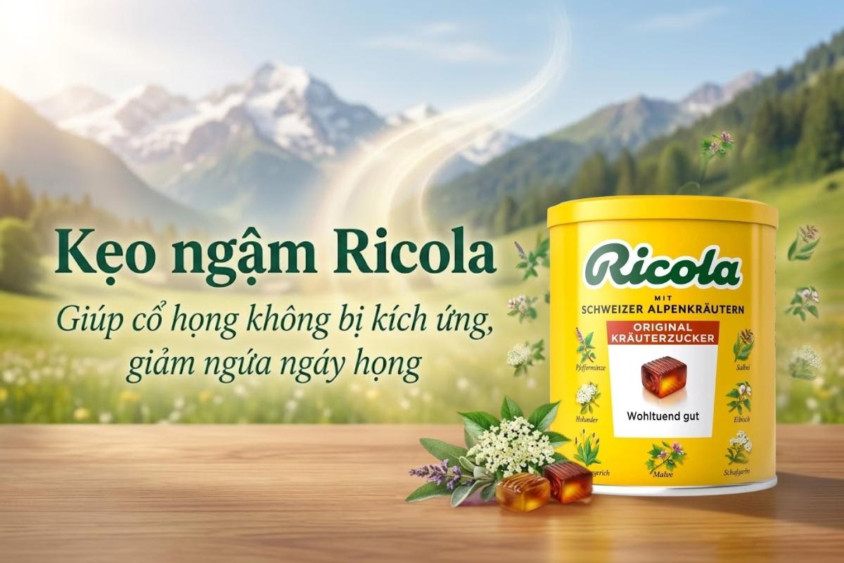 Kẹo Ricola giúp giảm đau rát họng