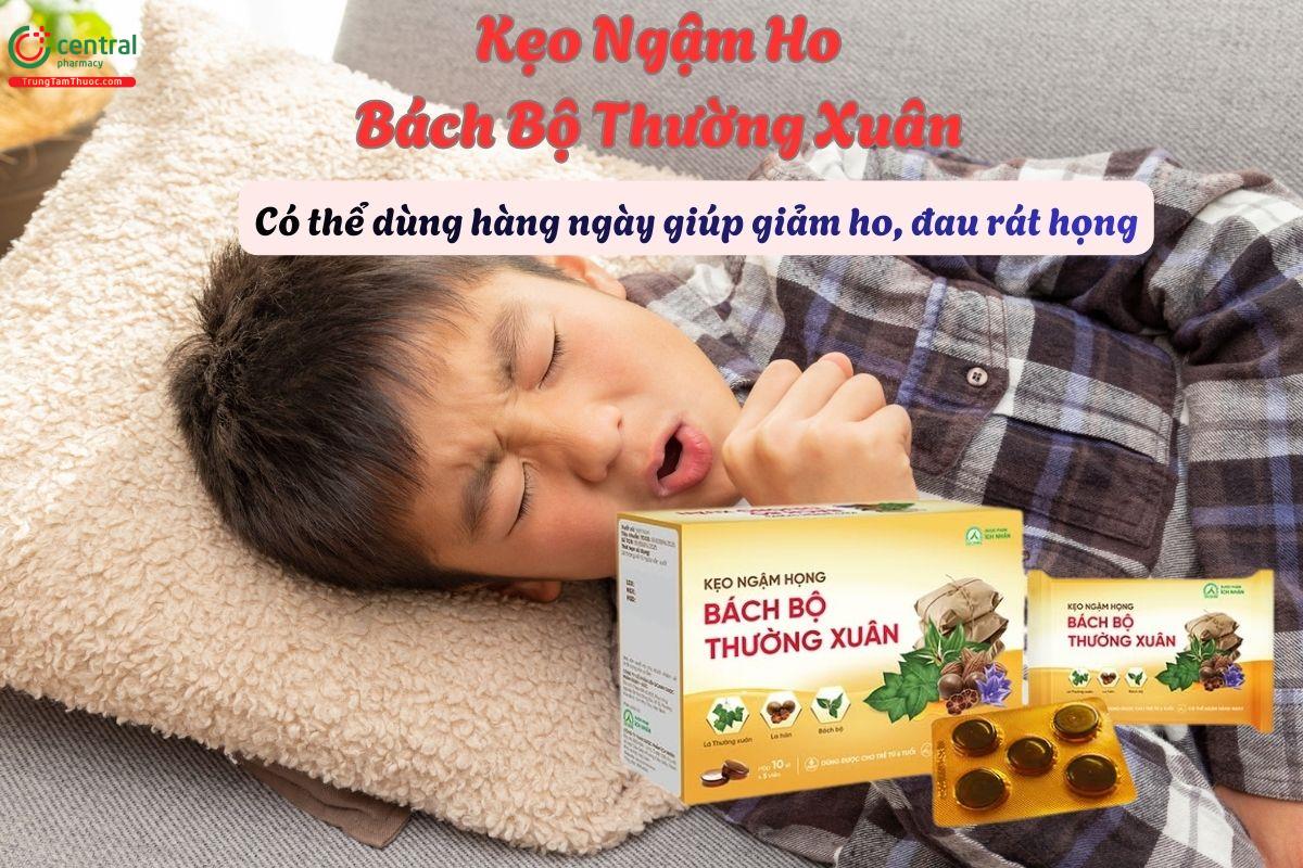 Công dụng của Kẹo ngậm họng Bách Bộ Thường Xuân