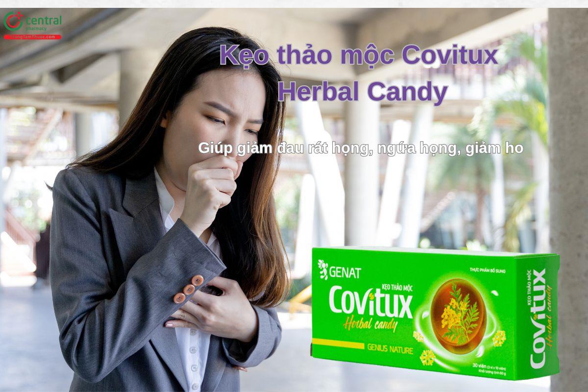 Kẹo thảo mộc Covitux Herbal Candy giúp giảm tình trạng đau rát họng