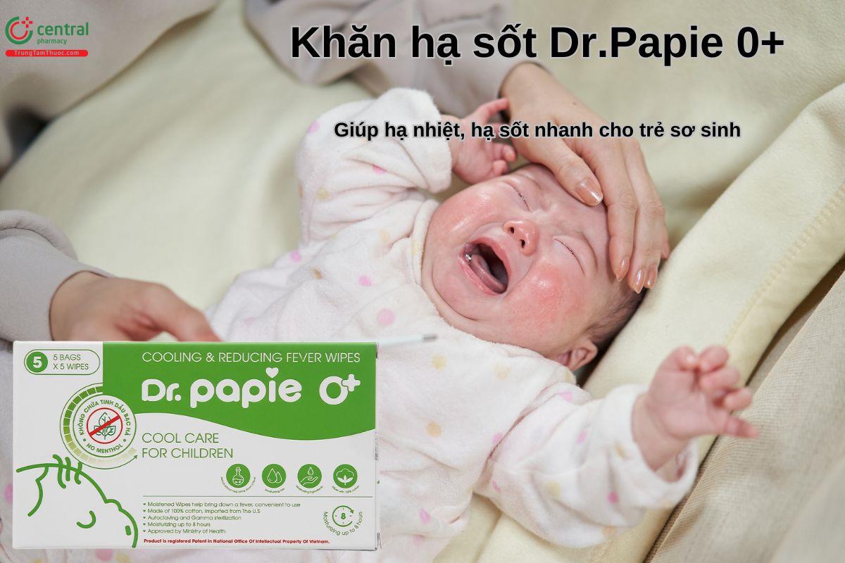 Khăn hạ sốt Dr.Papie 0+ - Khăn lau hạ sốt cho trẻ sơ sinh