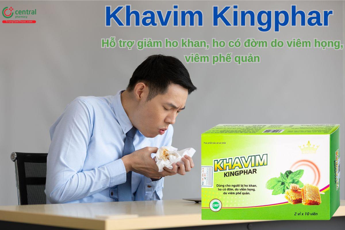 Viên ngậm Khavim Kingphar giúp giảm ho, long đờm