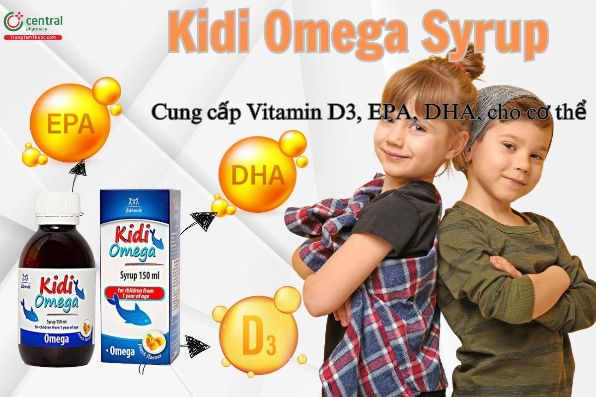 Kidi Omega Syrup giúp bổ sung các dưỡng chất DHA, EPA, Omega 3 cho trẻ