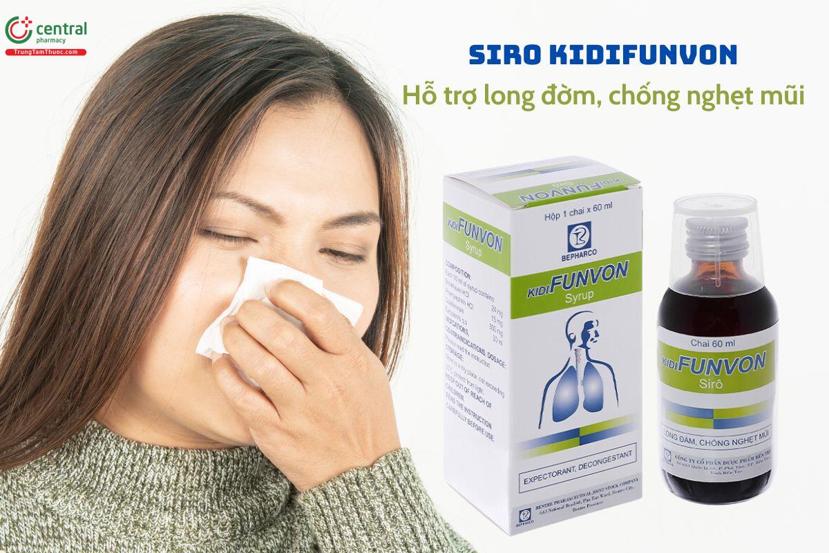 Thuốc siro Kidifunvon 60ml giúp long đờm, chống nghẹt mũi