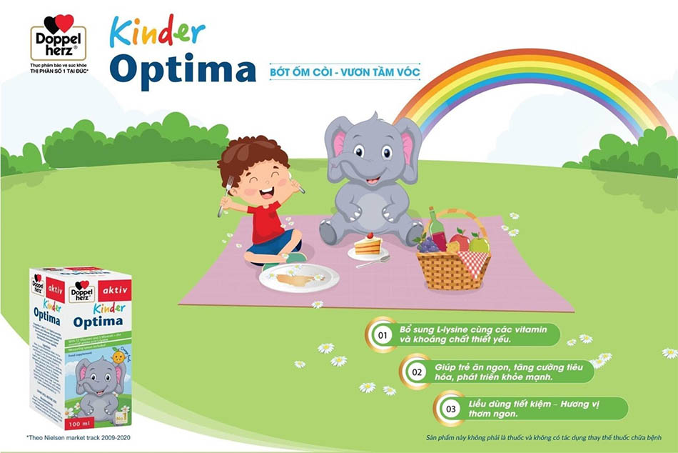 Kinder Optima Doppelherz Aktiv cung cấp vitamin và dinh dưỡng cần thiết ở trẻ