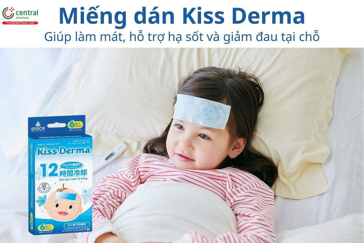 Miếng dán Kiss Derma giúp làm mát, hỗ trợ hạ sốt và giảm đau tại chỗ