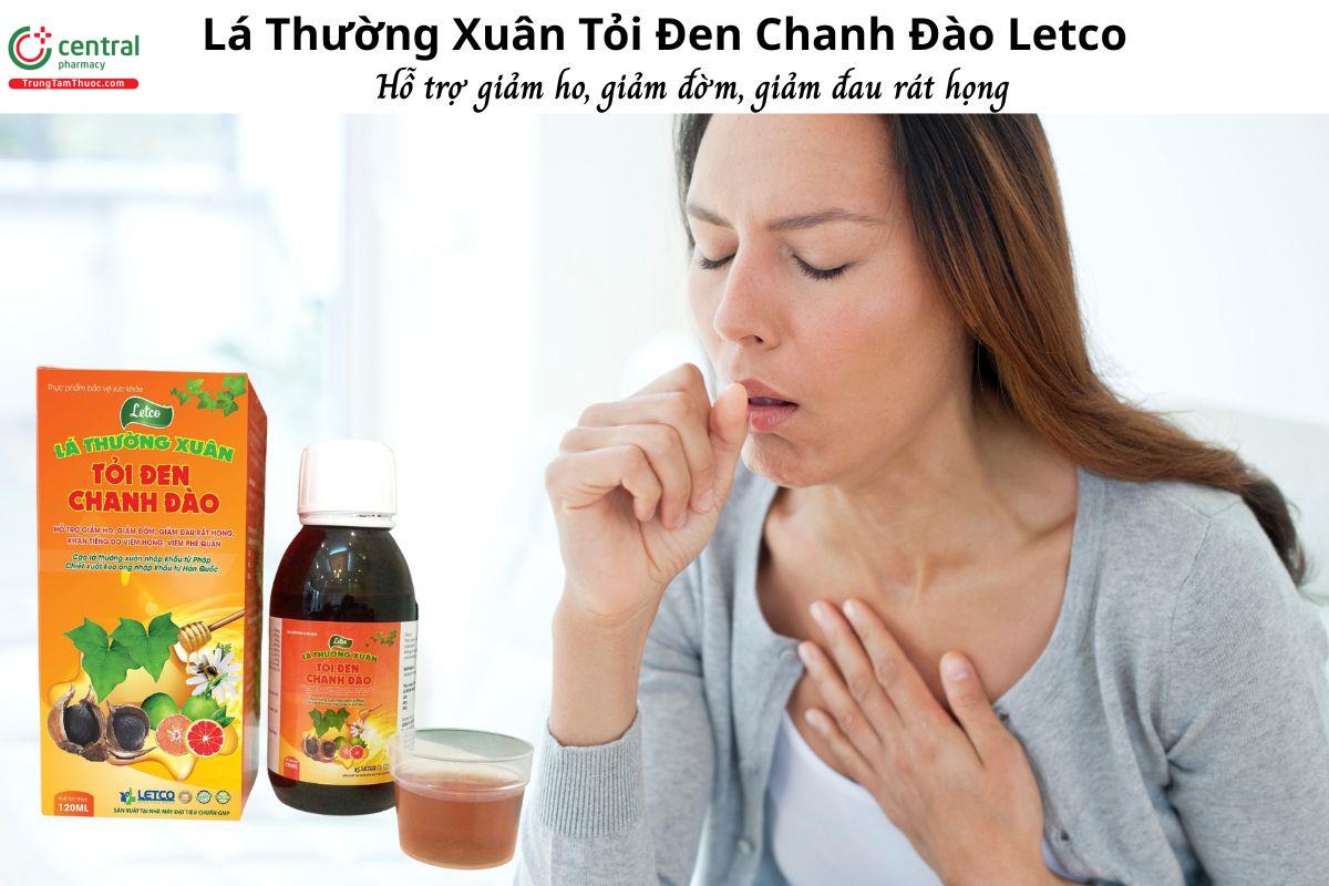 Lá Thường Xuân Tỏi Đen Chanh Đào Letco hỗ trợ giảm ho, giảm đờm