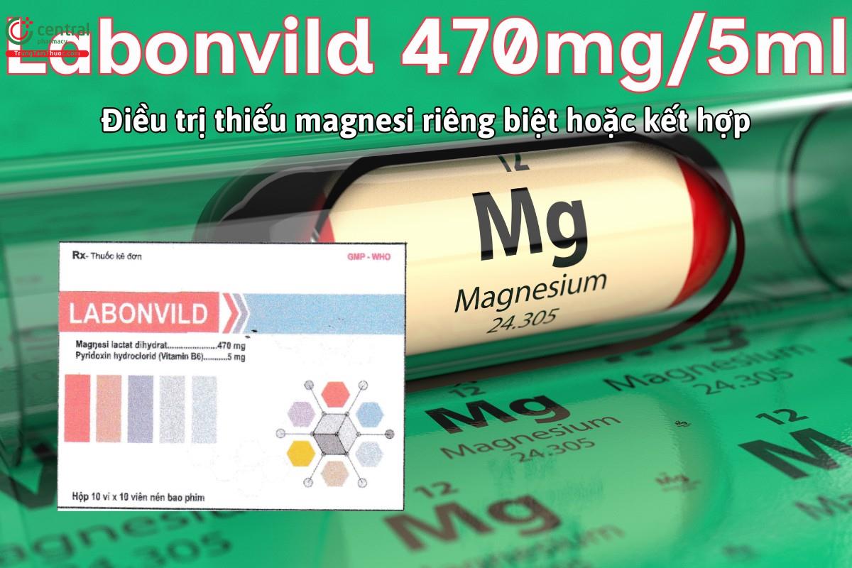 Thuốc Labonvild 470mg/5mg điều trị tình trạng thiếu magnesi riêng biệt hoặc kết hợp