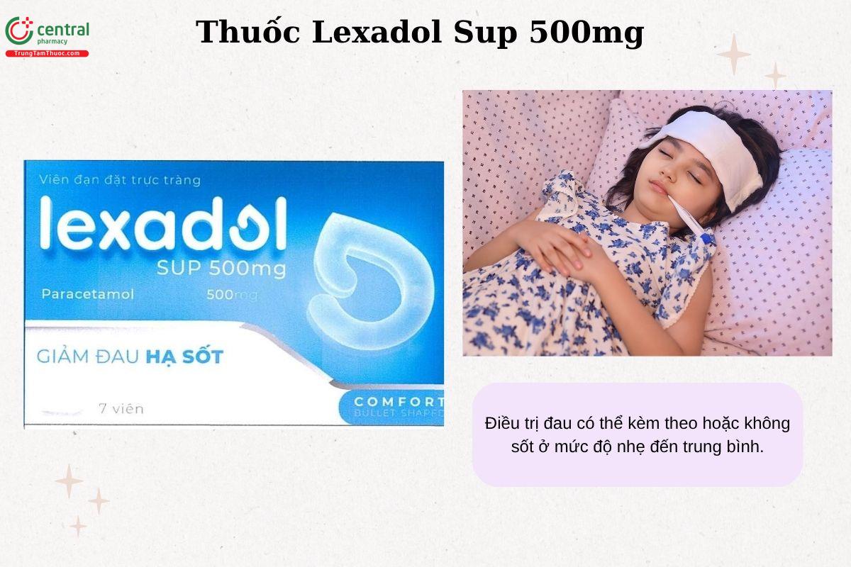 Chỉ định của thuốc Lexadol Sup 500mg