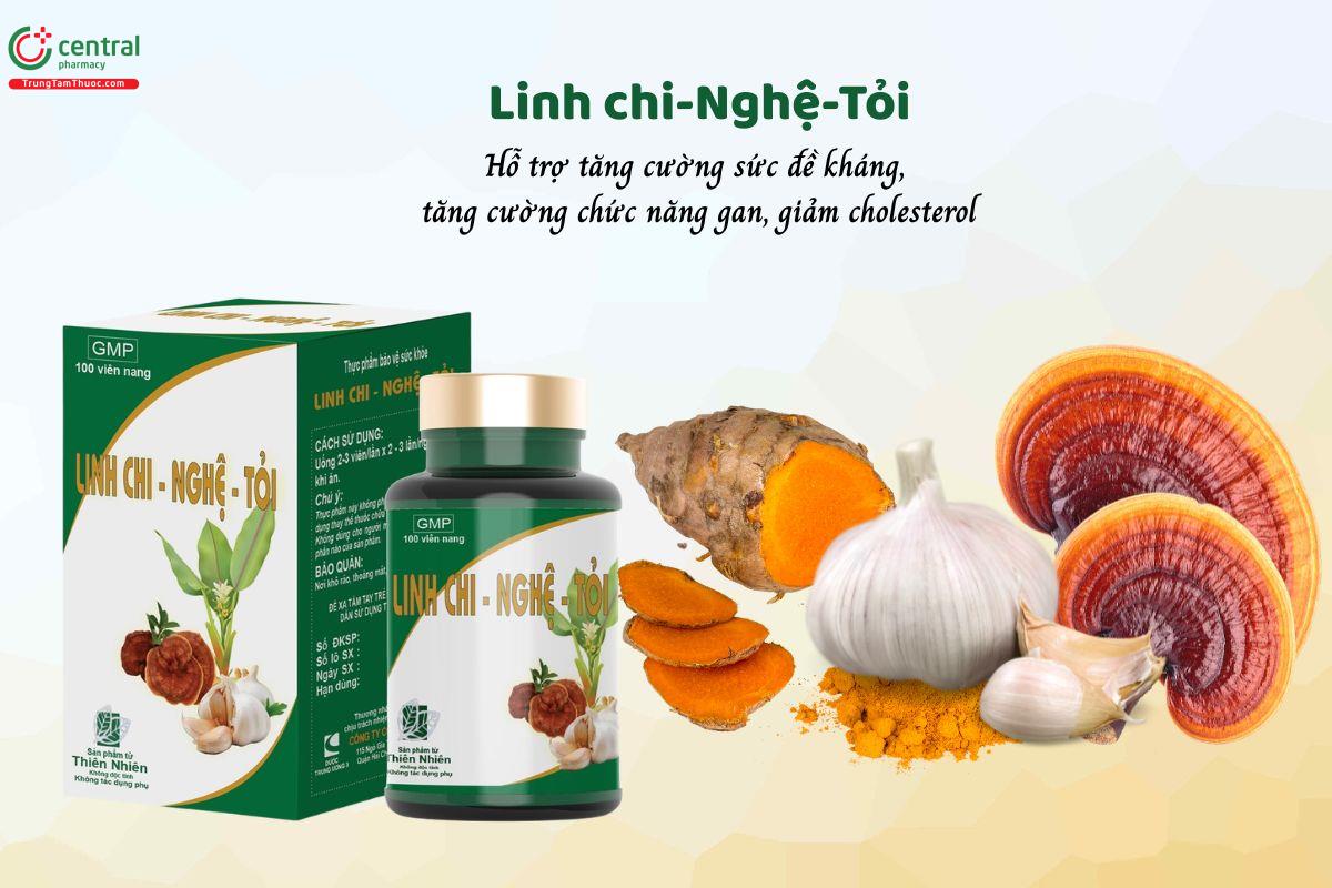 Linh chi - Nghệ - Tỏi - Tăng sức đề kháng, bổ gan, giảm cholesterol