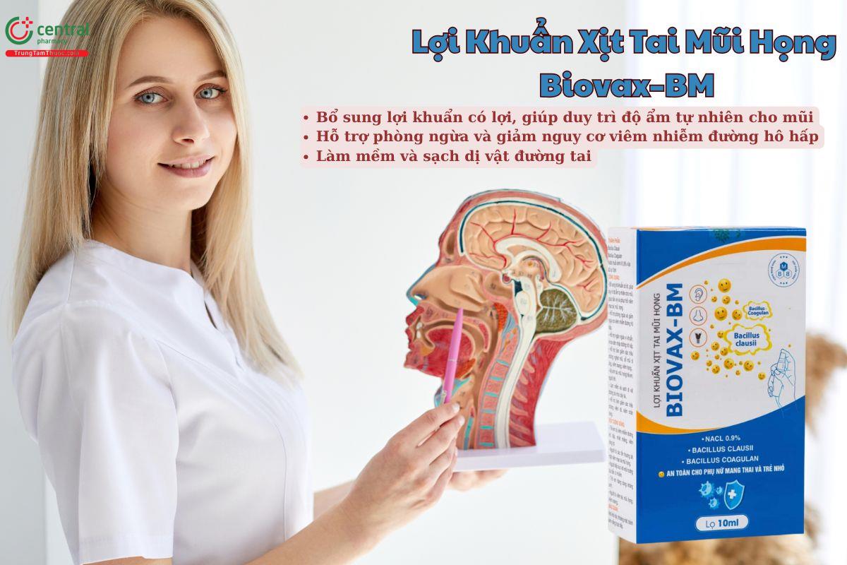 Lợi Khuẩn Xịt Tai Mũi Họng Biovax–BM giúp vệ sinh tai, mũi, họng trẻ em và người lớn