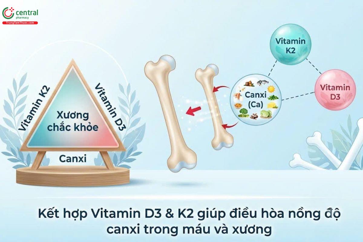 Tác dụng hiệp đồng của vitamin D3 và vitamin K2 MK7