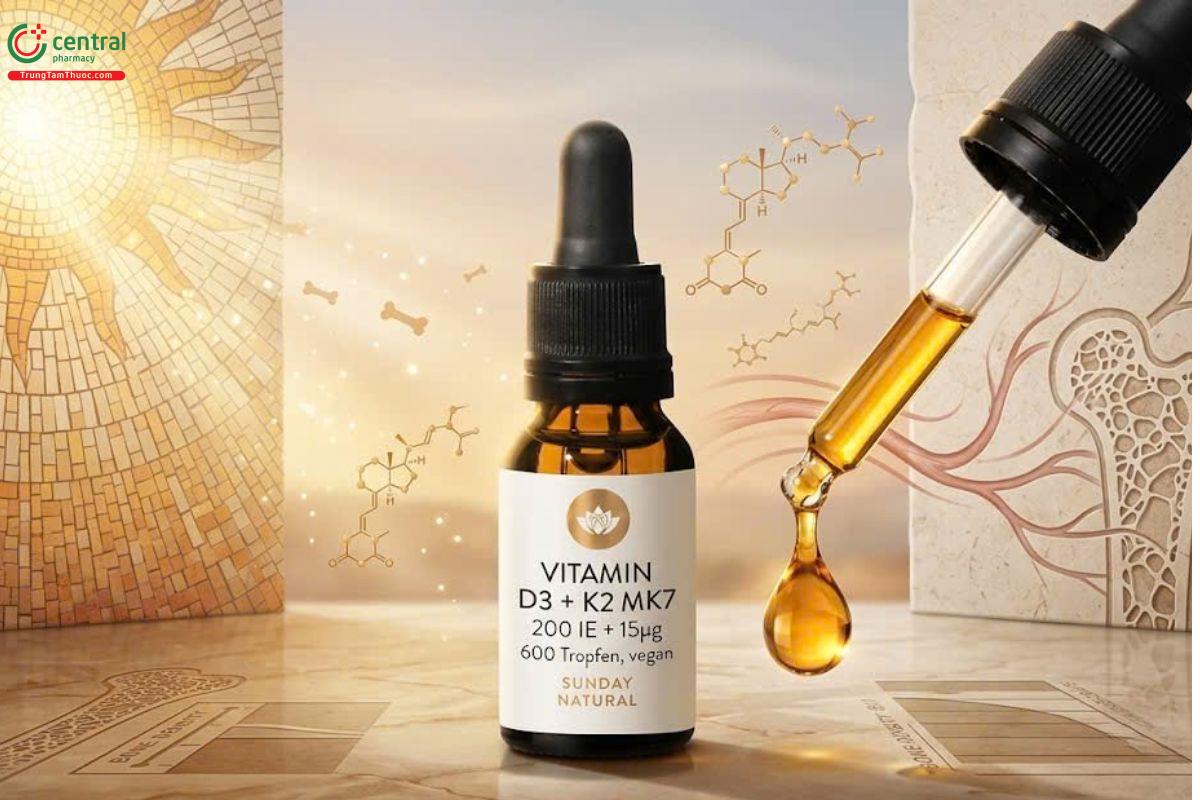 Vitamin D3 + K2 MK7 Sunday Natural - Giải pháp hiệu quả cho trẻ còi xương