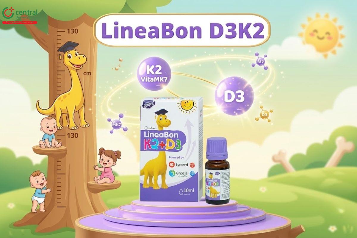 Vitamin D3 + K2 MK7 Lineabon - Bổ sung vitamin cho trẻ