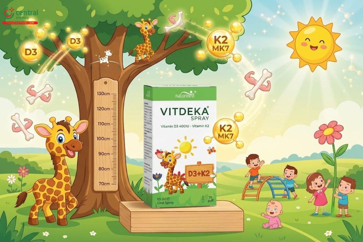 Vitamin D3 + K2 MK7 Vitdeka - Xịt tiện lợi cho trẻ