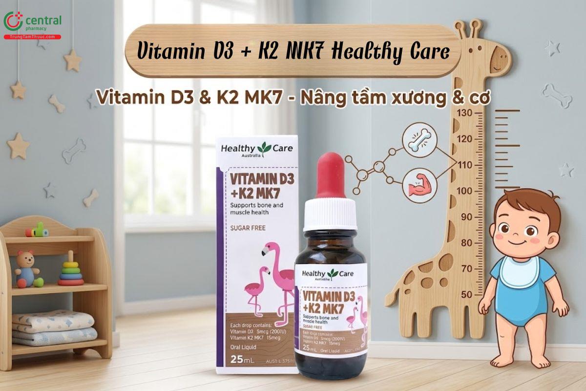 Vitamin D3 + K2 MK7 đến từ thương hiệu Healthy Care