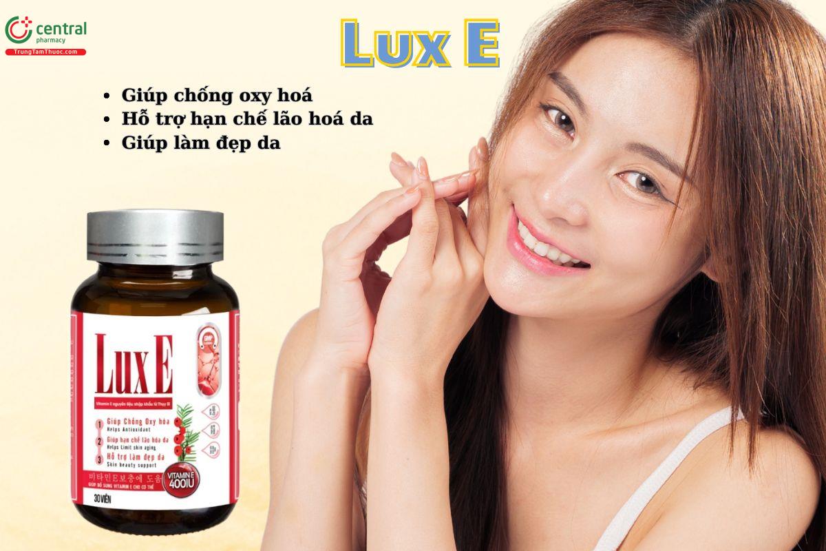 Viên uống Lux E giúp hạn chế lão hoá da, làm đẹp da
