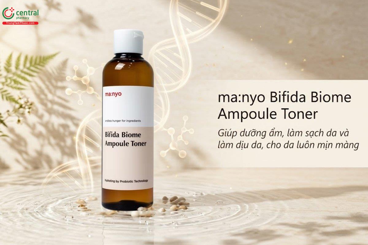 Nước hoa hồng ma:nyo Bifida Biome Ampoule Toner cấp ẩm, làm sạch da