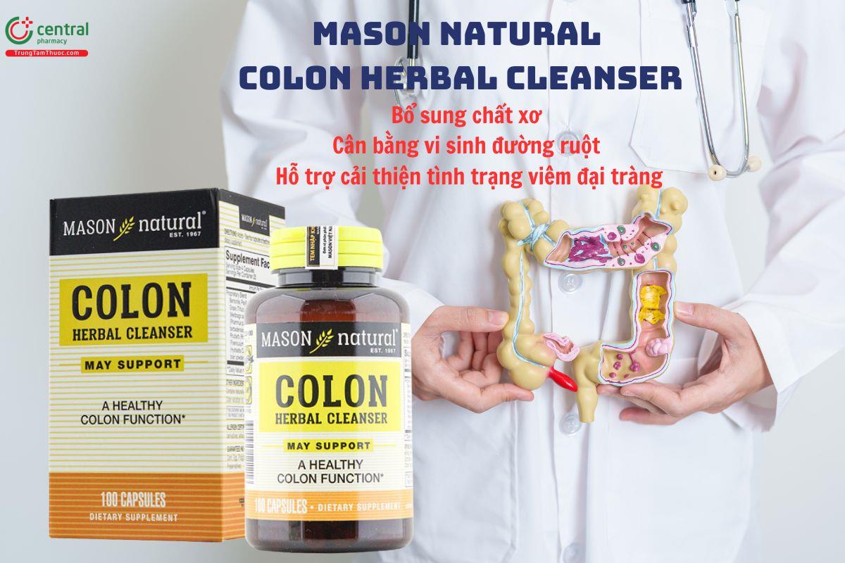 Mason Natural Colon Herbal Cleanser bổ sung chất xơ, cải thiện viêm đại tràng