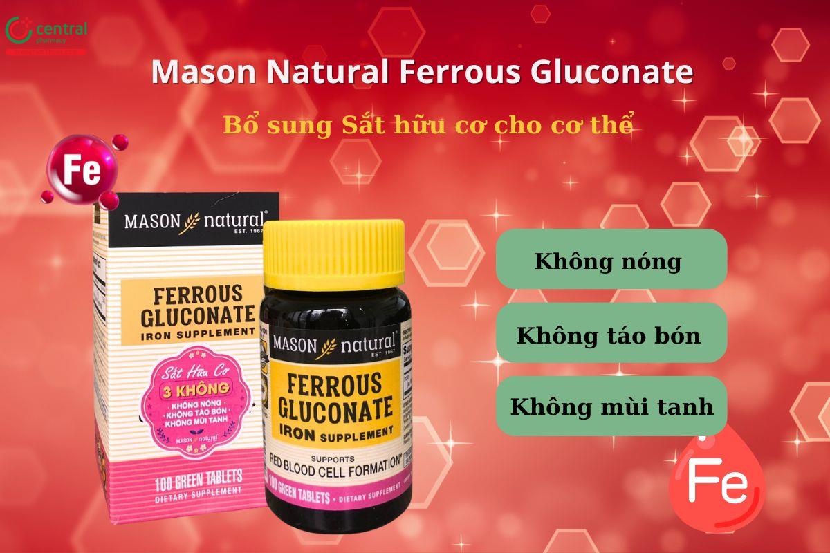 Viên nén  Mason Natural Ferrous Gluconate - bổ sung Sắt hữu cơ cho cơ thể