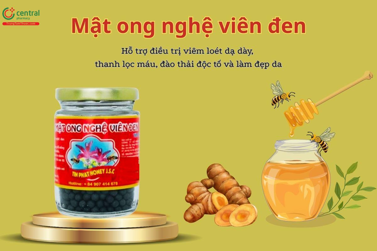 Mật ong nghệ viên đen Tín Phát hỗ trợ điều trị viêm loét dạ dày, thanh lọc máu, đào thải độc tố và làm đẹp da