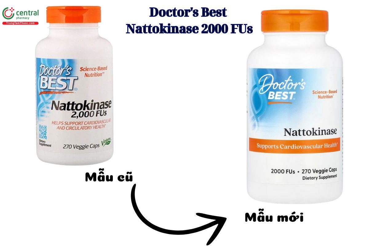 Hình ảnh mẫu mới - mẫu cũ của viên uống Doctor's Best Nattokinase 2000 FUs 270 viên