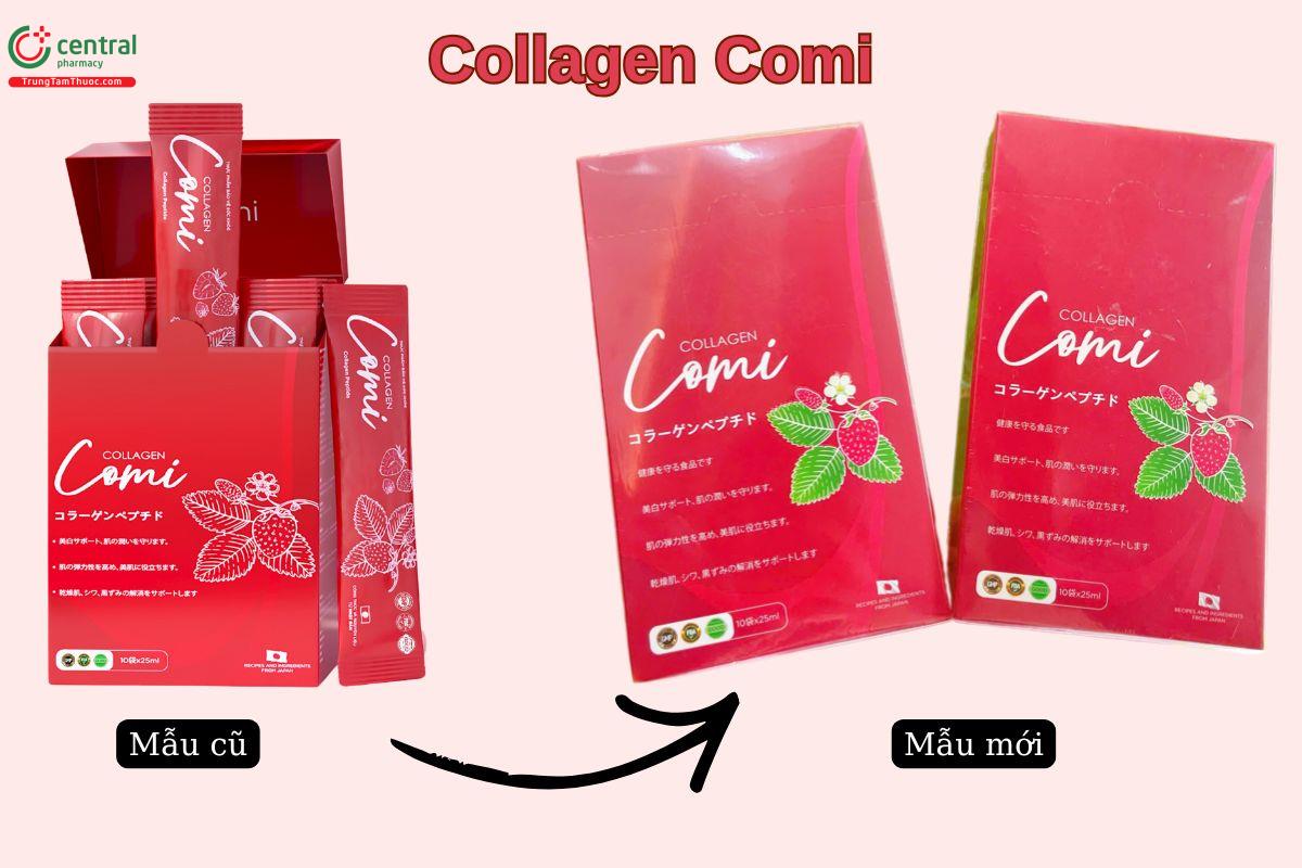 Hình ảnh mẫu cũ - mẫu mới của sản phẩm Collagen Comi 