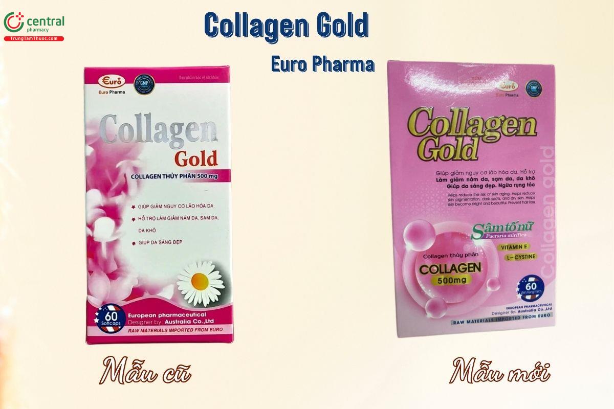 Mẫu mới và mẫu cũ của sản phẩm Collagen Gold Euro Pharma