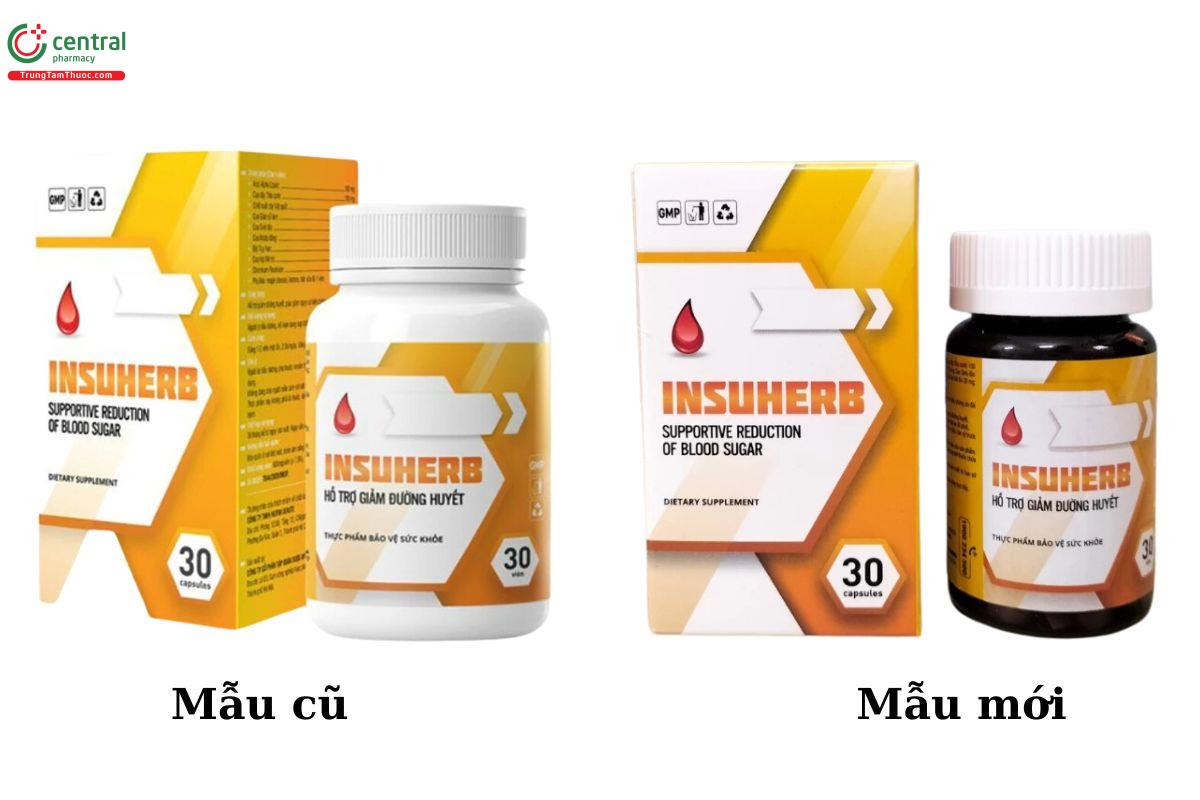 Mẫu cũ và mẫu mới của viên uống Insuherb