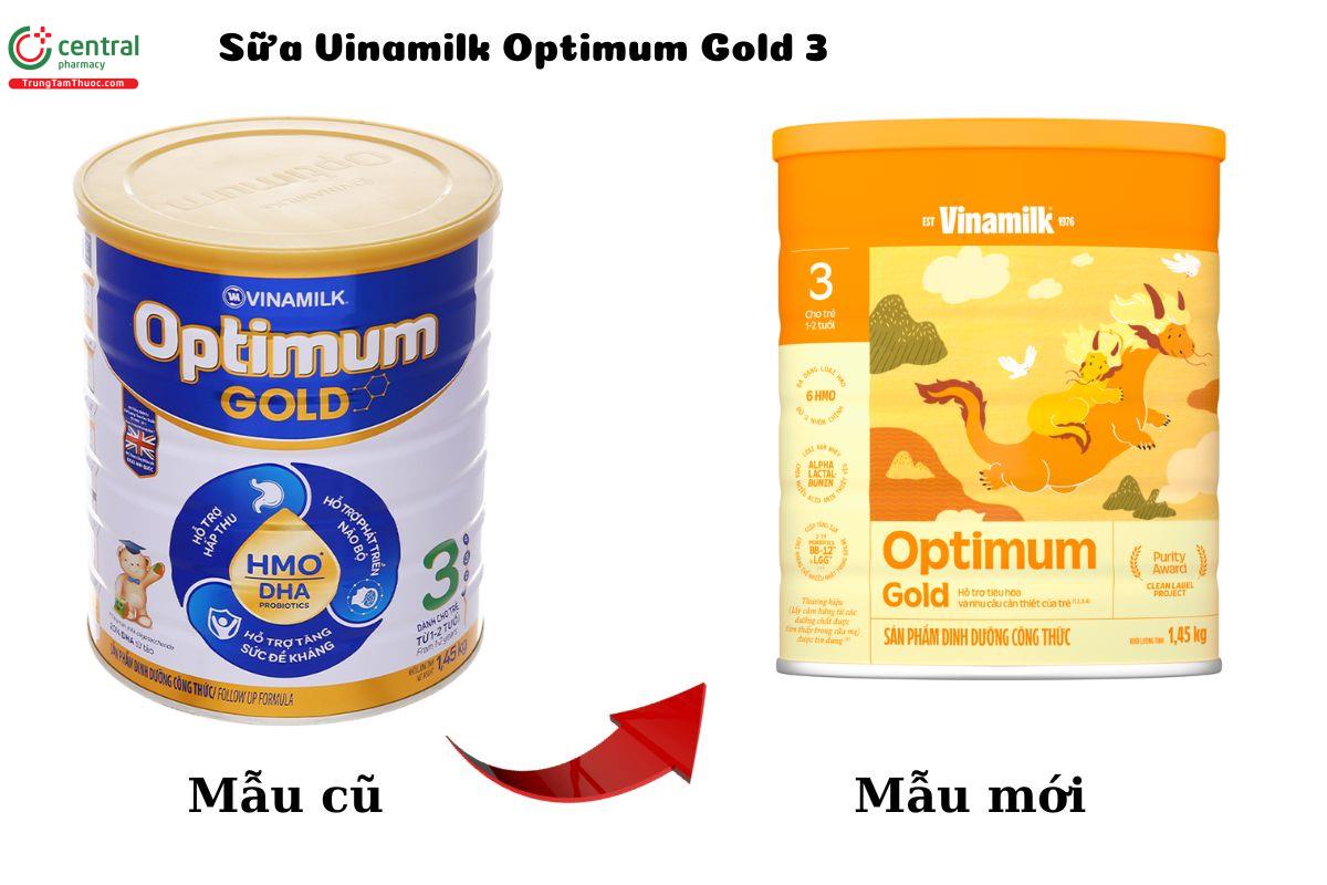 Mẫu cũ - mẫu mới Sữa Vinamilk Optimum Gold 3