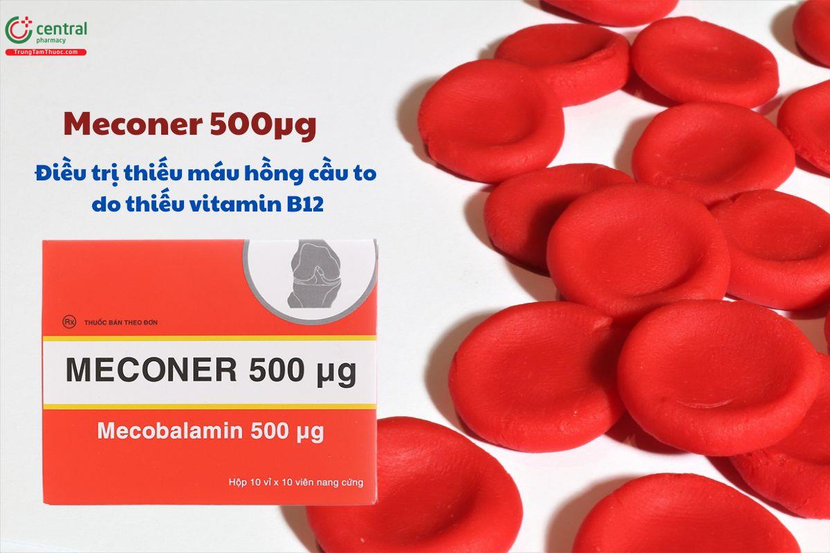 Thuốc Meconer 500μg trị thiếu máu hồng cầu to do thiếu vitamin B12