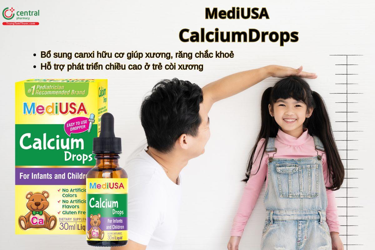 MediUSA Calcium Drops ngăn ngừa còi xương, chậm lớn ở trẻ