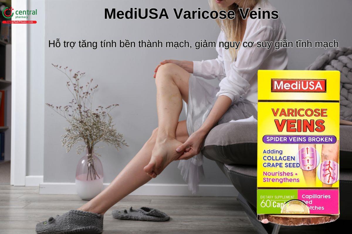 Viên uống MediUSA Varicose Veins giúp giảm các triệu chứng suy giảm tĩnh mạch