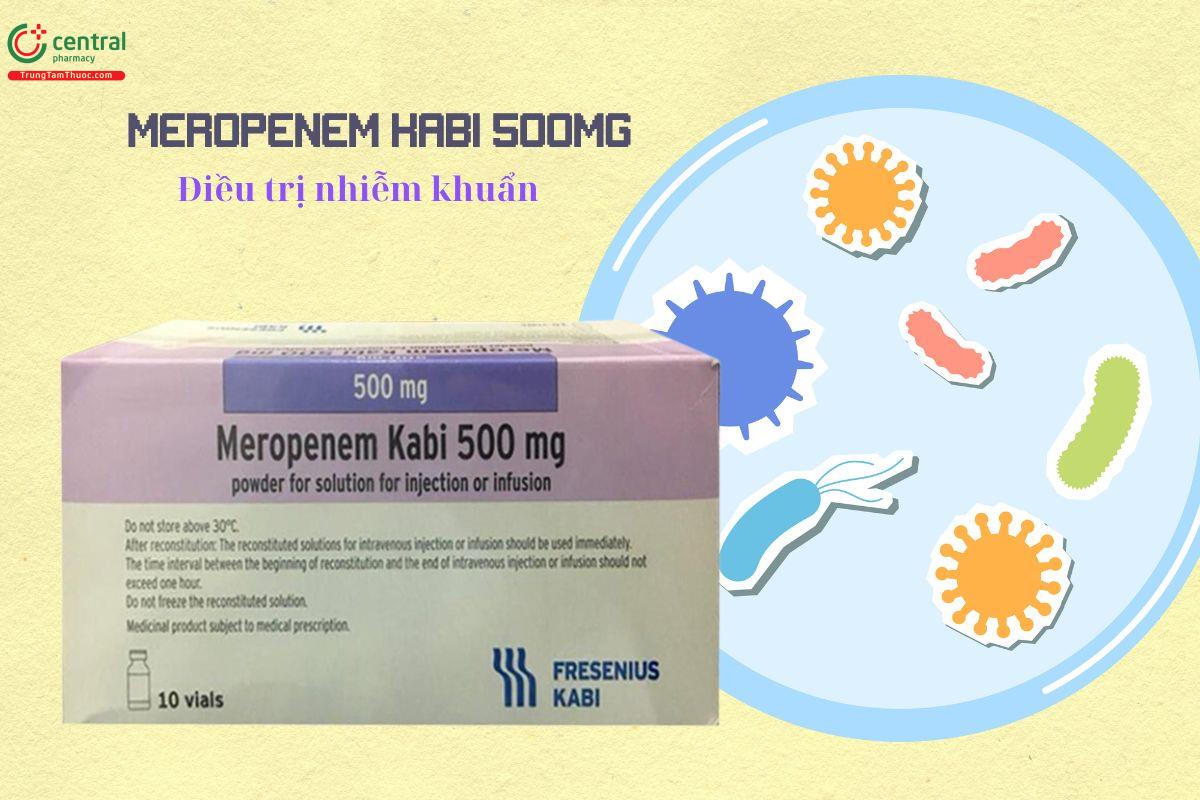 Thuốc Meropenem Kabi 500mg điều trị viêm phổi, tiết niệu, ổ bụng