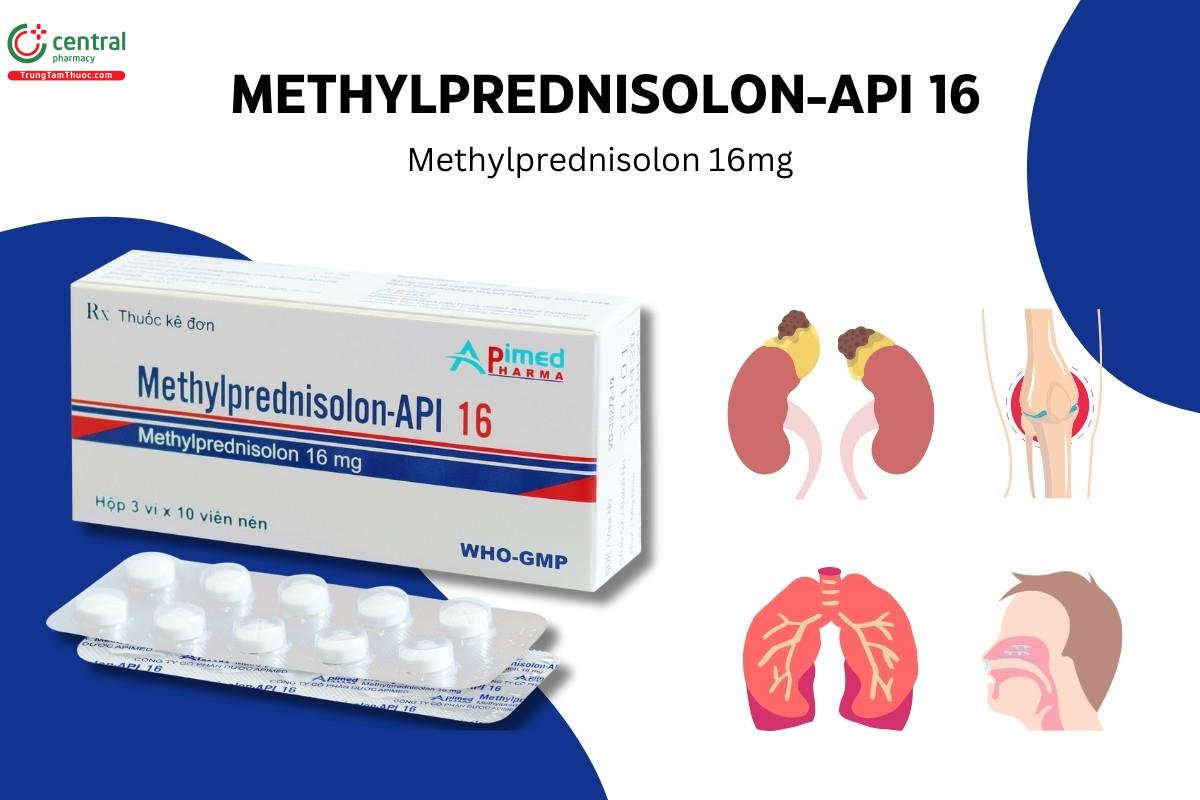 Thuốc Methylprednisolon-Api 16 điều trị suy vỏ thượng thận, thấp khớp, viêm phế quản